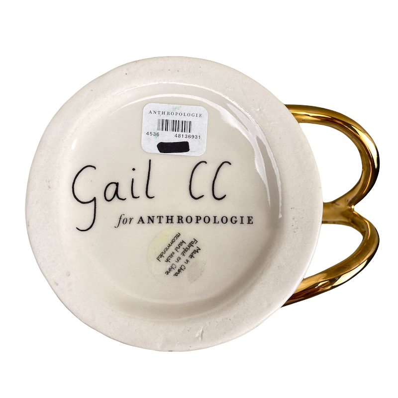 Fauna Fete Deer Gold Antlers Gail CC Mug Anthropologie NEW