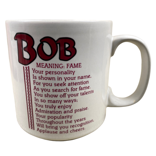 BOB Poetry Name Burgundy Font Gray Interior Mug Papel