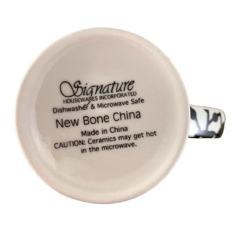 Green And Orange Flowers Black Abstract Handle Mug Signature Housewares