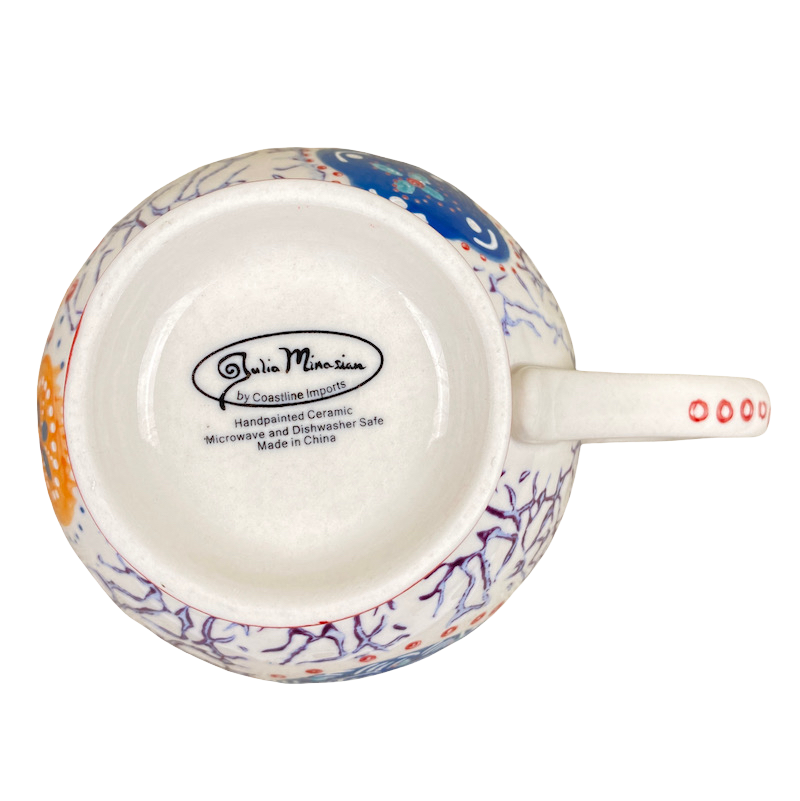 Julia Minasian Embossed Orange Floral Hand Painted Footed Mug Coastline Imports