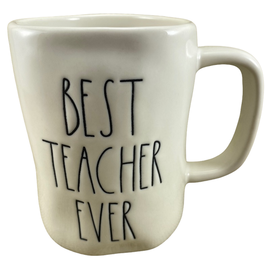 Rae Dunn Artisan Collection BEST TEACHER EVER Mug Cream Inside Magenta