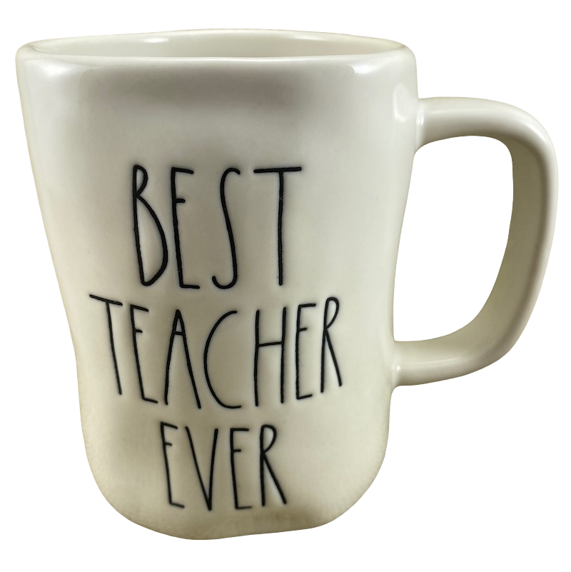 Rae Dunn Artisan Collection BEST TEACHER EVER Mug Cream Inside Magenta