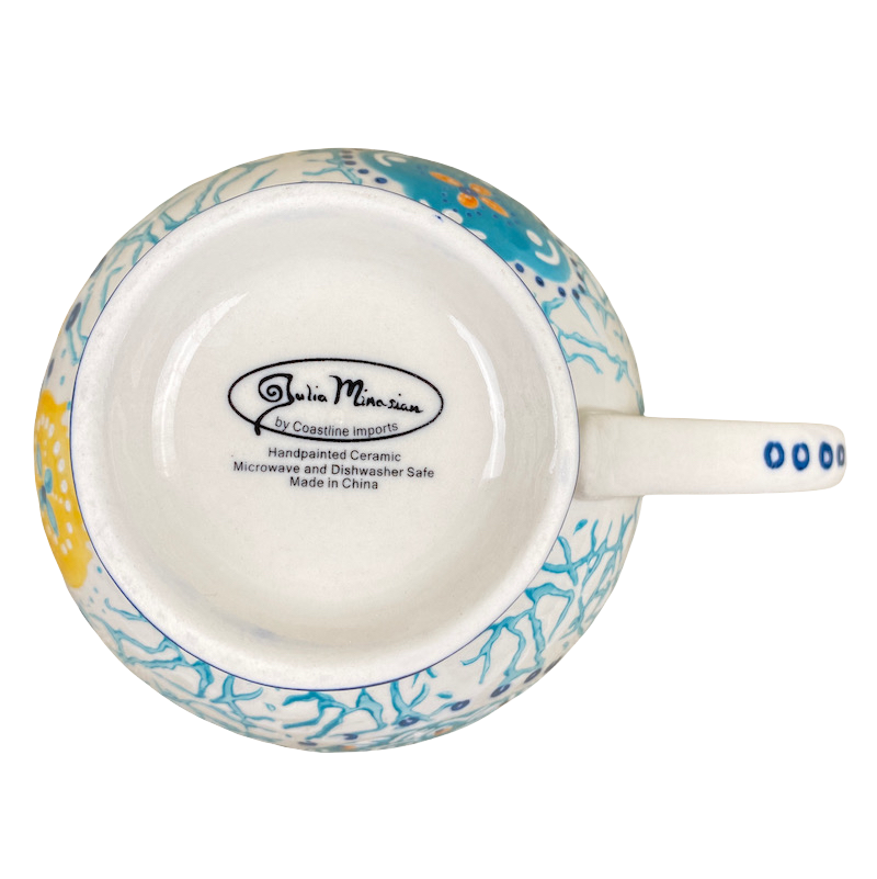 Julia Minasian Embossed Yellow Floral Hand Painted Footed Mug Coastline Imports