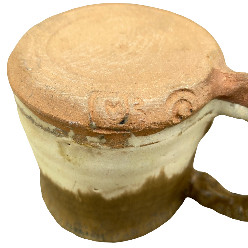 Hidden Surprise Dinosaur Vintage Hand Thrown Drip Glaze Signed Pottery Mug