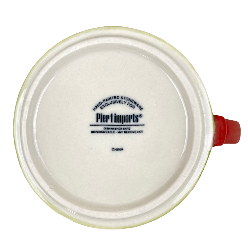 Owls Stackable Green Exterior Orange Interior Red Handle Mug Pier 1 Imports