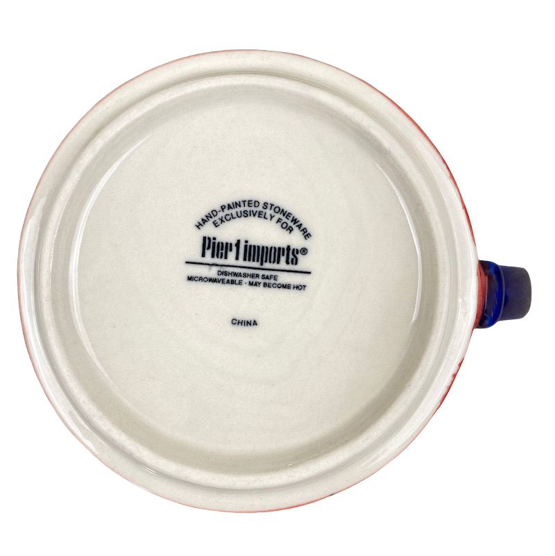 Owls Stackable Red Exterior Green Interior Blue Handle Mug Pier 1 Imports