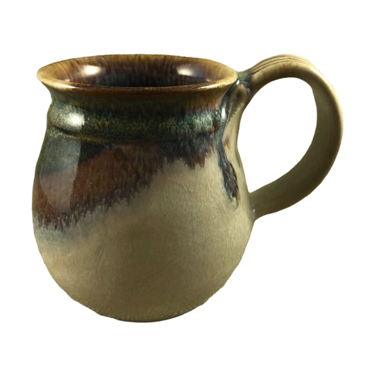 Hand Made Pottery With Ridged Handle Mug