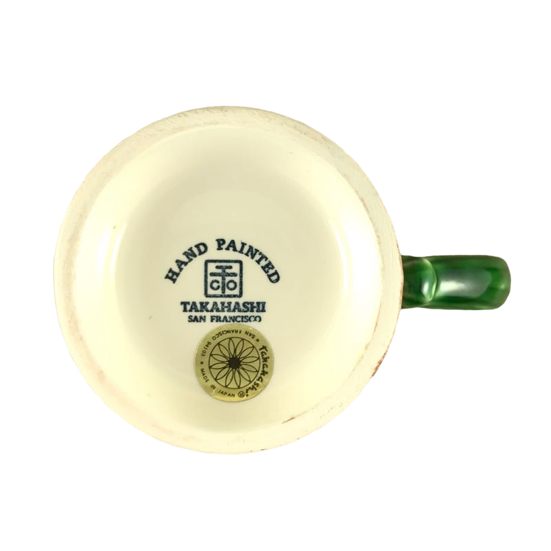 Embossed Footed Floral With Yellow Flower On Handle Mug Takahashi