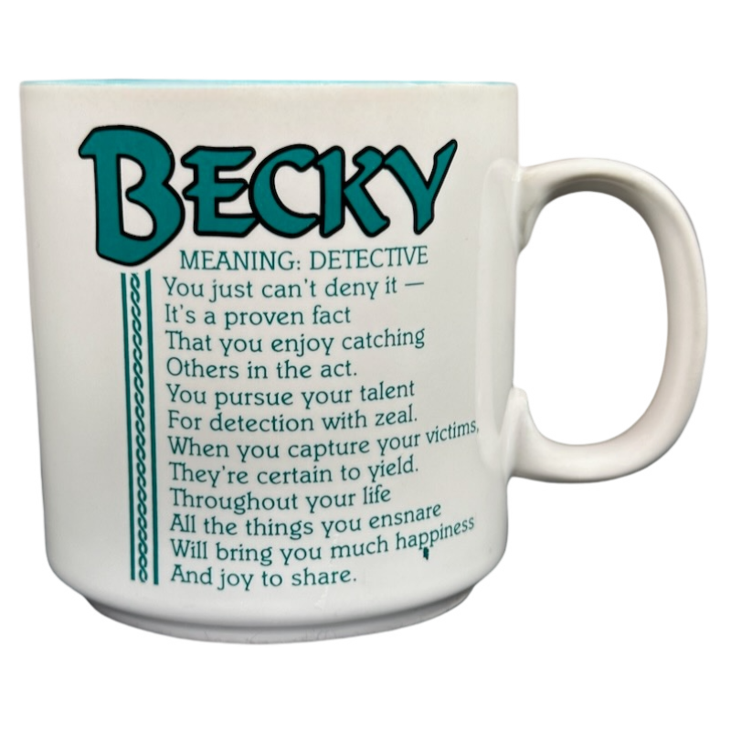 Personalized poetry name mugs gifts featuring the meaning of the name Becky with unique design