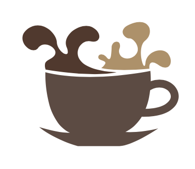 Stylized coffee cup with splashes, representing vintage collectible mugs for coffee lovers