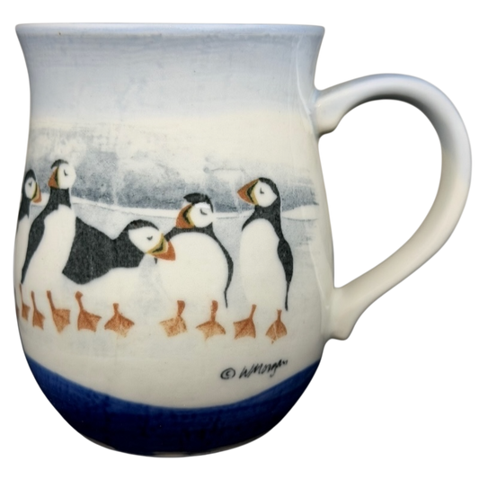 Hand-painted vintage Otagiri stoneware mug collectors featuring charming penguin design