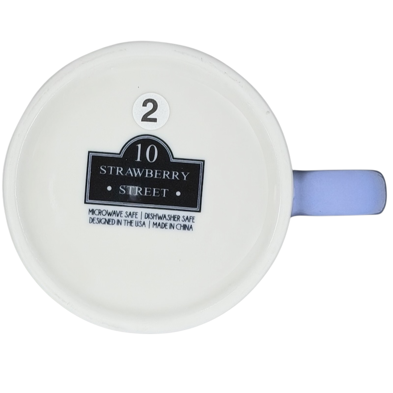 Underside view of Bella Floral Wildflower Lavender Handle Mug 10 Strawberry Street with label and logo