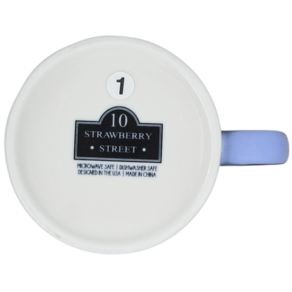 Bottom view of Bella Floral Wildflower Lavender Handle Mug 10 Strawberry Street with care instructions