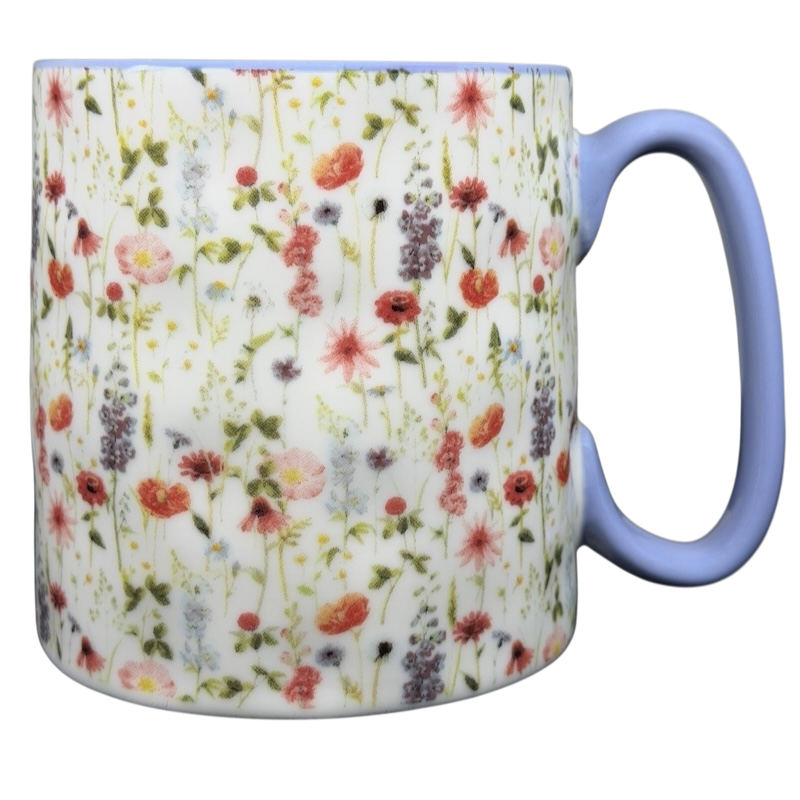 Bella Floral Wildflower Lavender Handle Mug 10 Strawberry Street featuring vibrant flower patterns on a white background