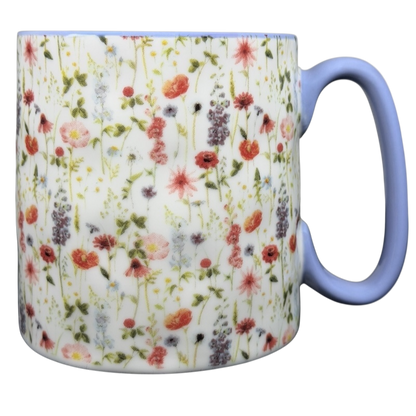 Bella Floral Wildflower Lavender Handle Mug 10 Strawberry Street featuring vibrant flower patterns on a white background