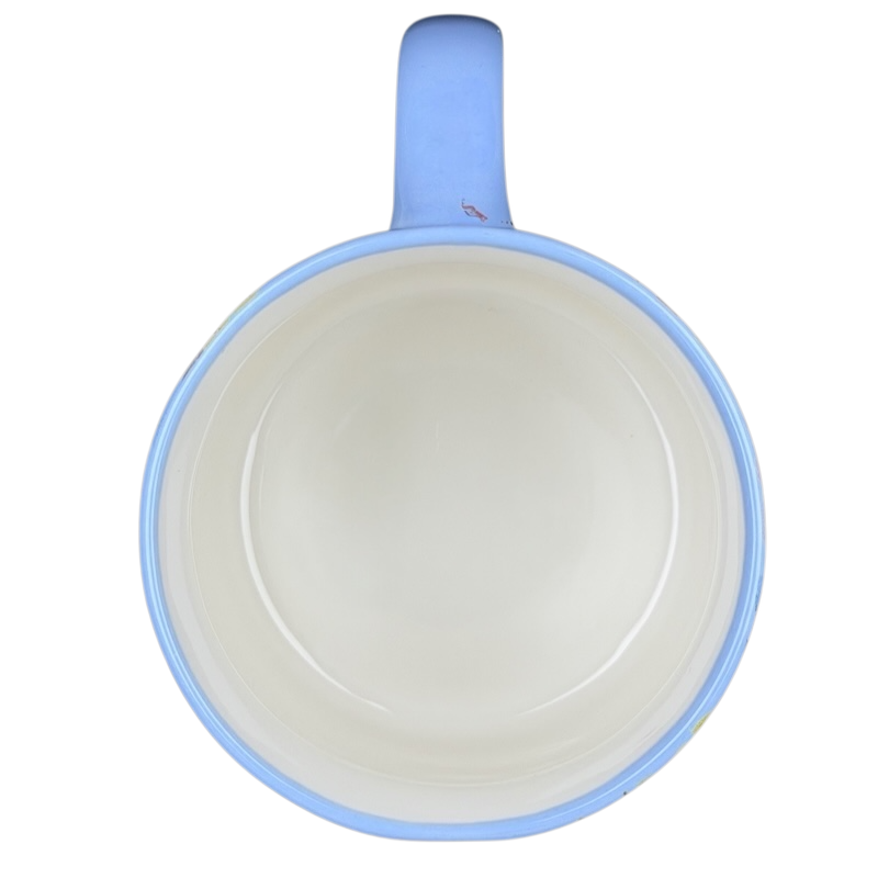 Inside view of 10 Strawberry Street bumblebee wildflowers mug with a soft blue finish