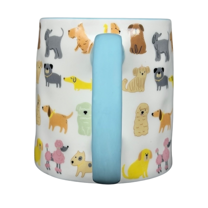 10 Strawberry Street cute dog breed mug with colorful dog illustrations and blue handle