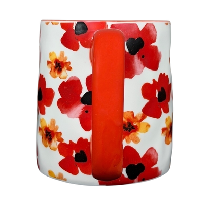 10 Strawberry Street orange red poppy mug with vibrant floral design and sturdy handle
