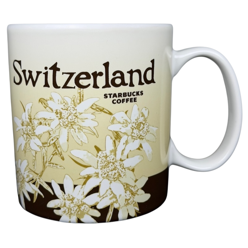 2013 Starbucks Switzerland Global Icon mug featuring a floral design with the Starbucks logo