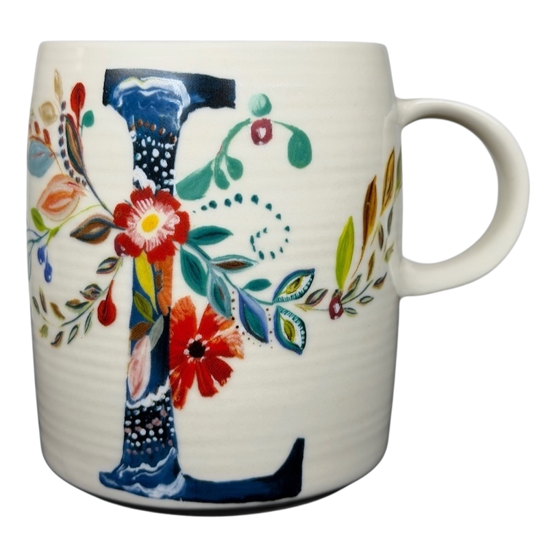 Petal Palette Starla M Halfmann Letter "L" Monogram Initial Mug Anthropologie