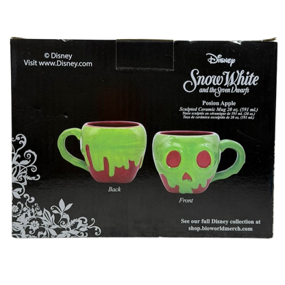 Snow White Evil Queen Green Poison Apple Mug Bioworld Disney featuring skull and dripping design on both sides