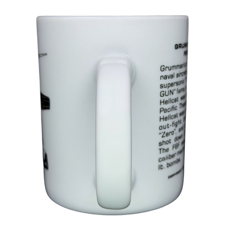 Grumman F6F Hellcat Hawker Aerospace mug featuring detailed aircraft information and images