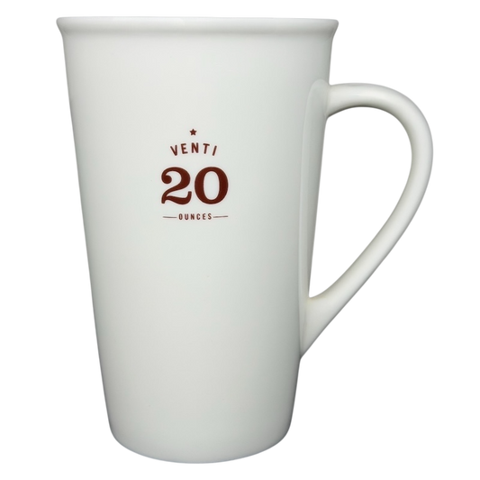 Venti 20 Ounces Rolled Rim White Mug 2010 Starbucks
