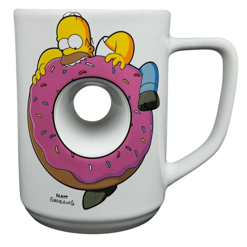 Homer Simpson Eating A Donut MMM... Carbs! The Simpsons Universal Studios Mug