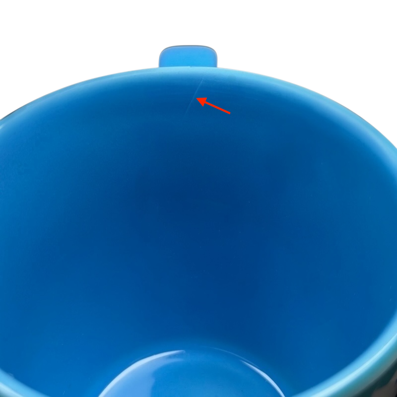 Inside view of a blue Finding Dory Mug Pixar Disney Store showcasing its smooth finish
