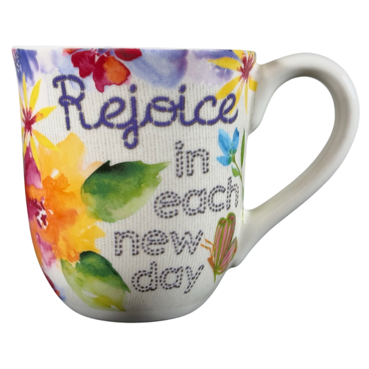 Rejoice In Each New Day Floral And Butterfly Susan Winget Mug Cracker Barrel