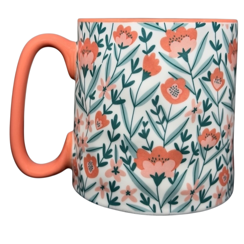 Bella Floral Dimpled Floral Print With Coral Handle Mug 10 Strawberry Street