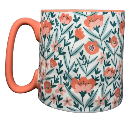 Bella Floral Dimpled Floral Print With Coral Handle Mug 10 Strawberry Street
