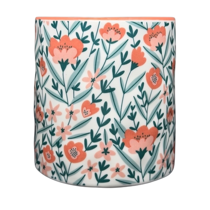 Bella Floral Dimpled Floral Print With Coral Handle Mug 10 Strawberry Street