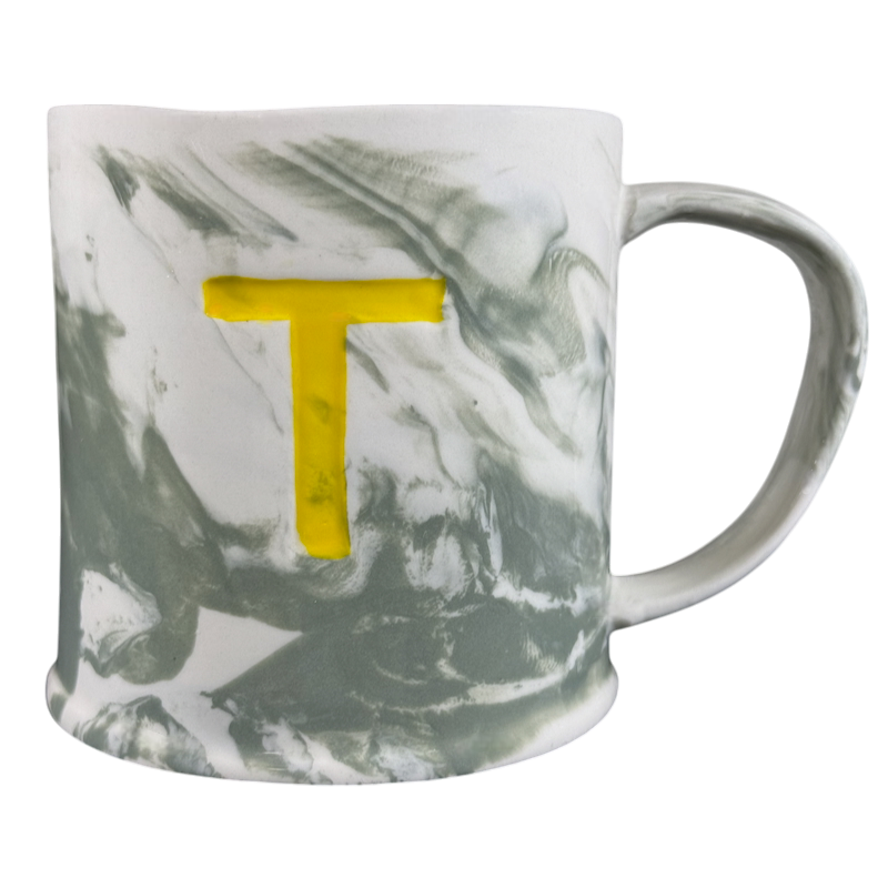 Marbled Letter "T" Monogram Initial Mug Anthropologie