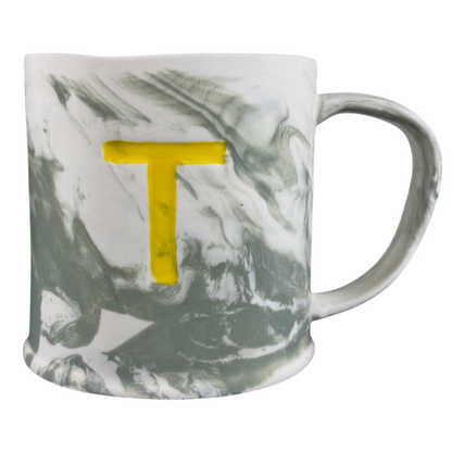 Marbled Letter "T" Monogram Initial Mug Anthropologie