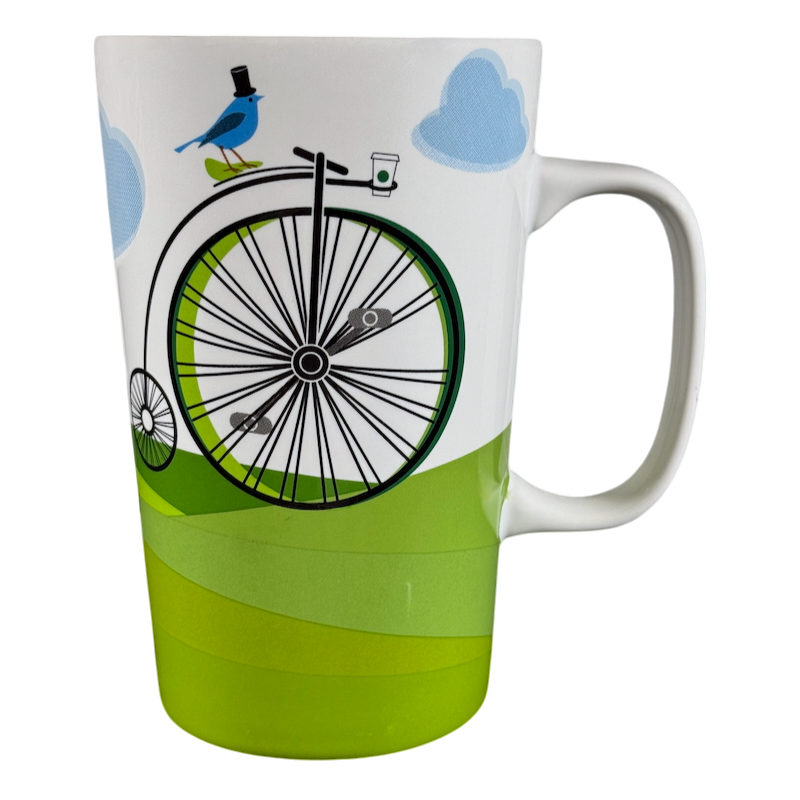 Penny Farthing Bicycle & Blue Bird Tall 16oz Mug Starbucks