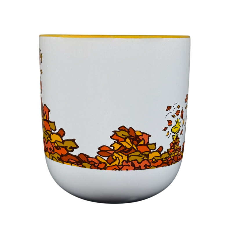 Snoopy Woodstock And Charlie Brown Playing In Colorful Fall Autumn Leaves Mug Zrike