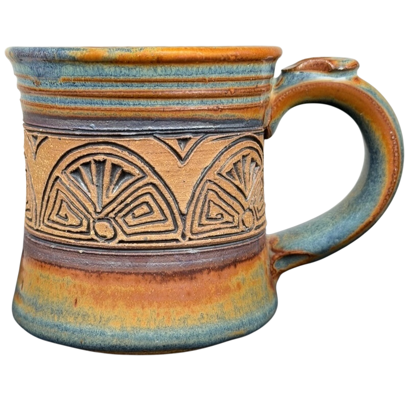 Geometric Sunburst Signed Pottery Mug