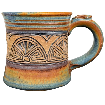 Geometric Sunburst Signed Pottery Mug