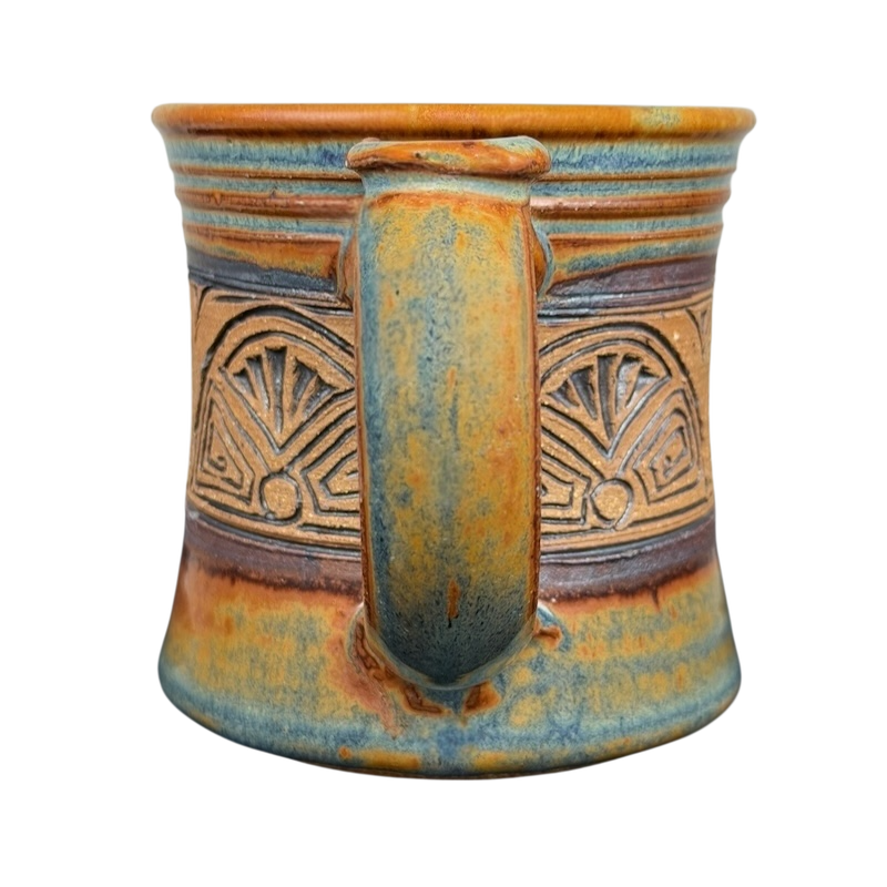 Geometric Sunburst Signed Pottery Mug