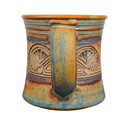 Geometric Sunburst Signed Pottery Mug