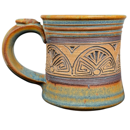 Geometric Sunburst Signed Pottery Mug