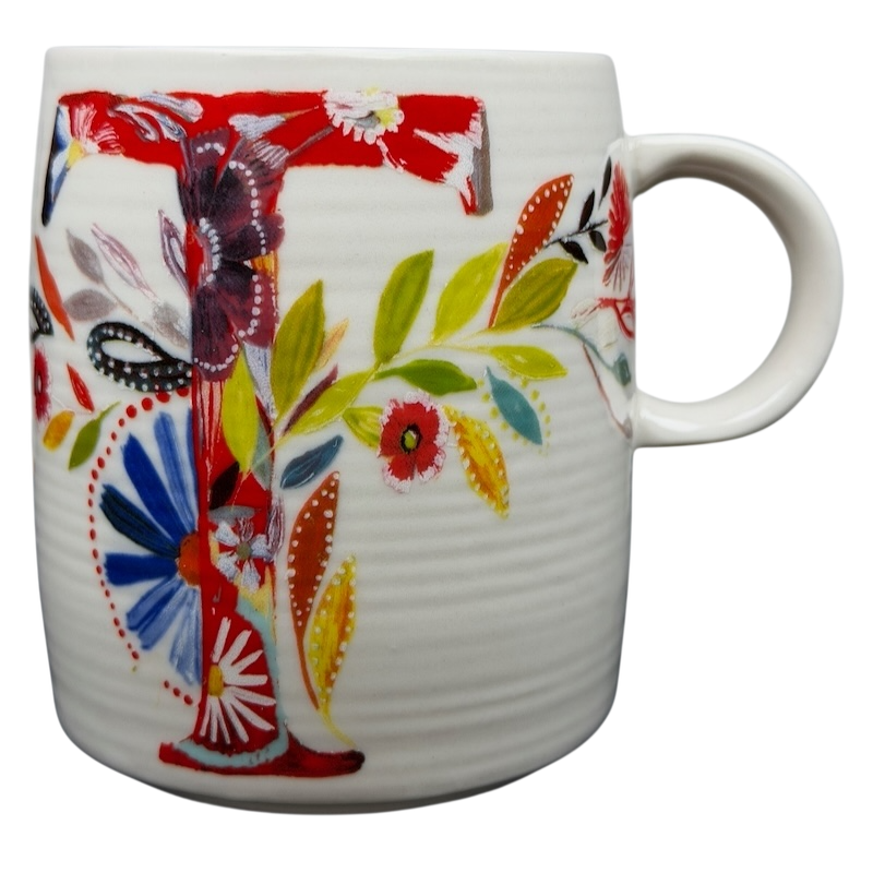 Petal Palette Starla M Halfmann Letter "T" Monogram Initial Mug Anthropologie