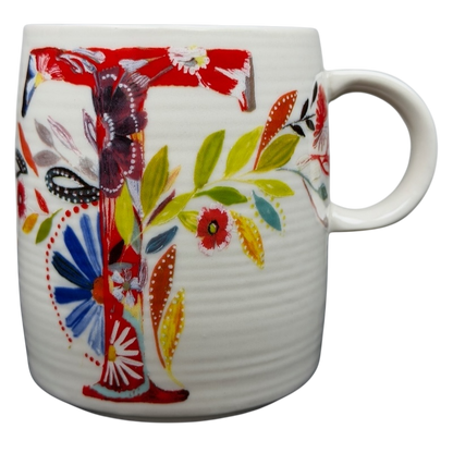 Petal Palette Starla M Halfmann Letter "T" Monogram Initial Mug Anthropologie