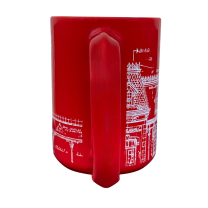 Disneyland Resort Main Street Railroad Station Red Blueprint With D Handle Mug Disney Parks