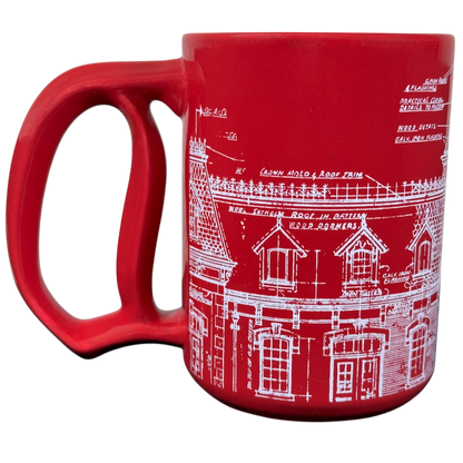 Disneyland Resort Main Street Railroad Station Red Blueprint With D Handle Mug Disney Parks