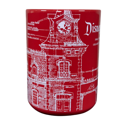 Disneyland Resort Main Street Railroad Station Red Blueprint With D Handle Mug Disney Parks