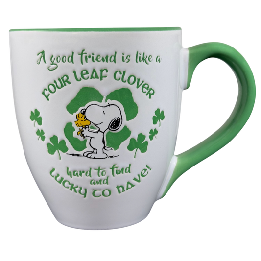 Snoopy And Woodstock Etched A Good Friend Is Like A Four Leaf Clover Mug Peanuts Worldwide