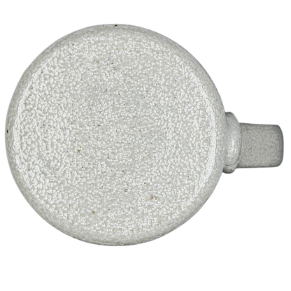Bottom view of Rowe Pottery Works blue bird mug showcasing a textured finish and sturdy handle
