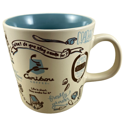 Caribou Coffee Travel Mug Cup 18 oz 2022 Teal Life Is Short Stay Awake For  It